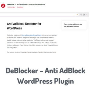 DeBlocker – Anti AdBlock WordPress Plugin